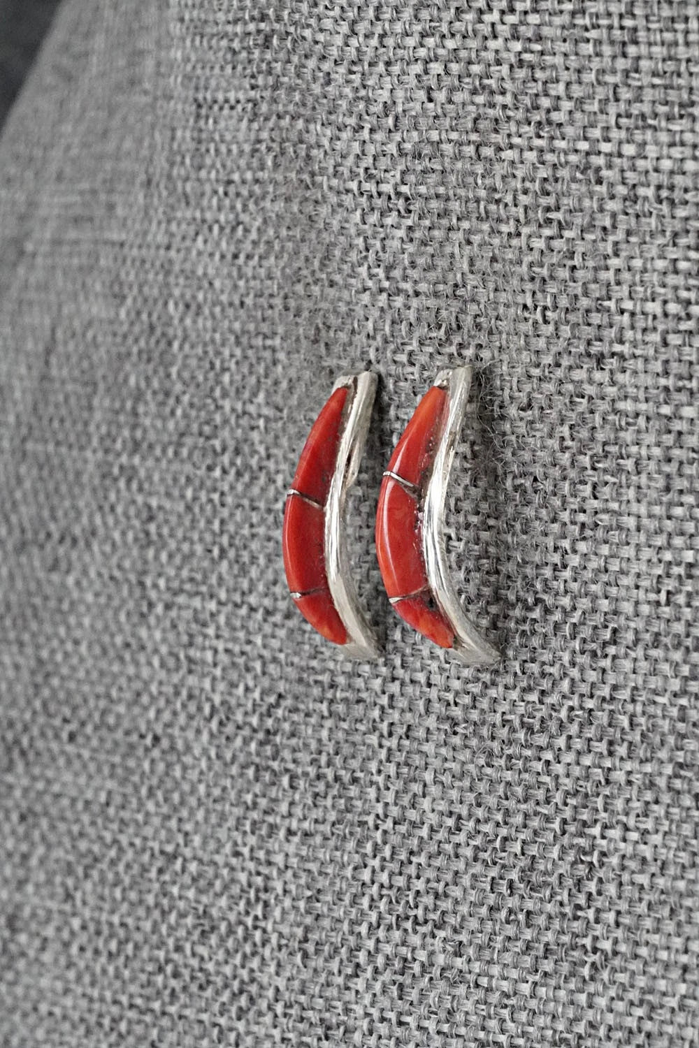 Coral & Sterling Silver Earrings - Kent Lonjose