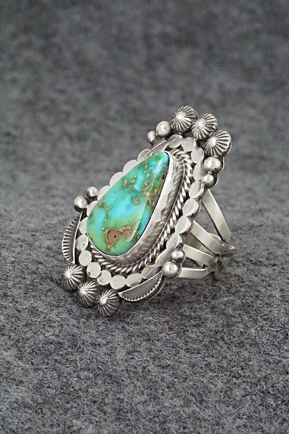 Turquoise & Sterling Silver Ring - Tom Lewis - Size 7.5
