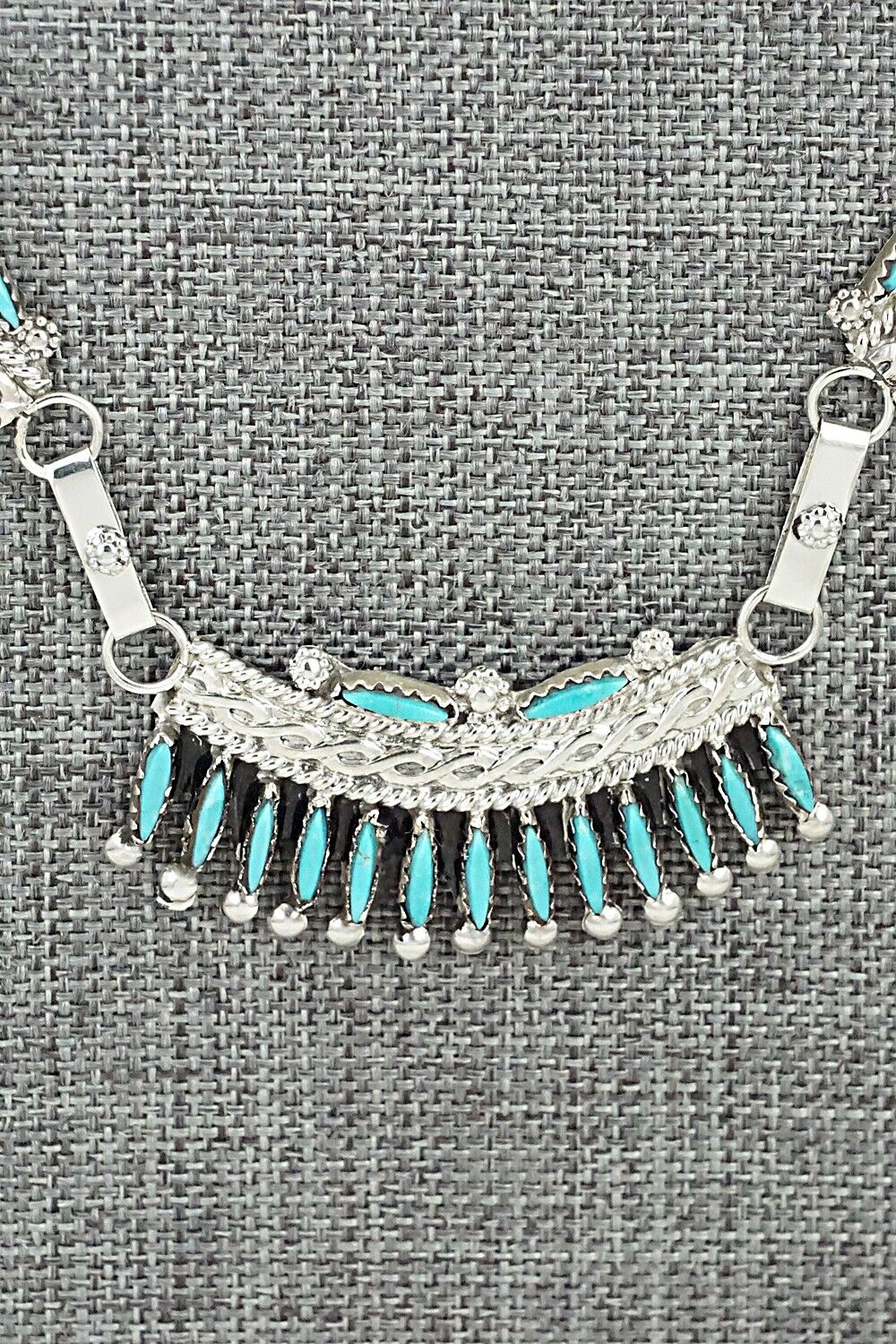 Turquoise & Sterling Silver Necklace Set - Jack Etsate