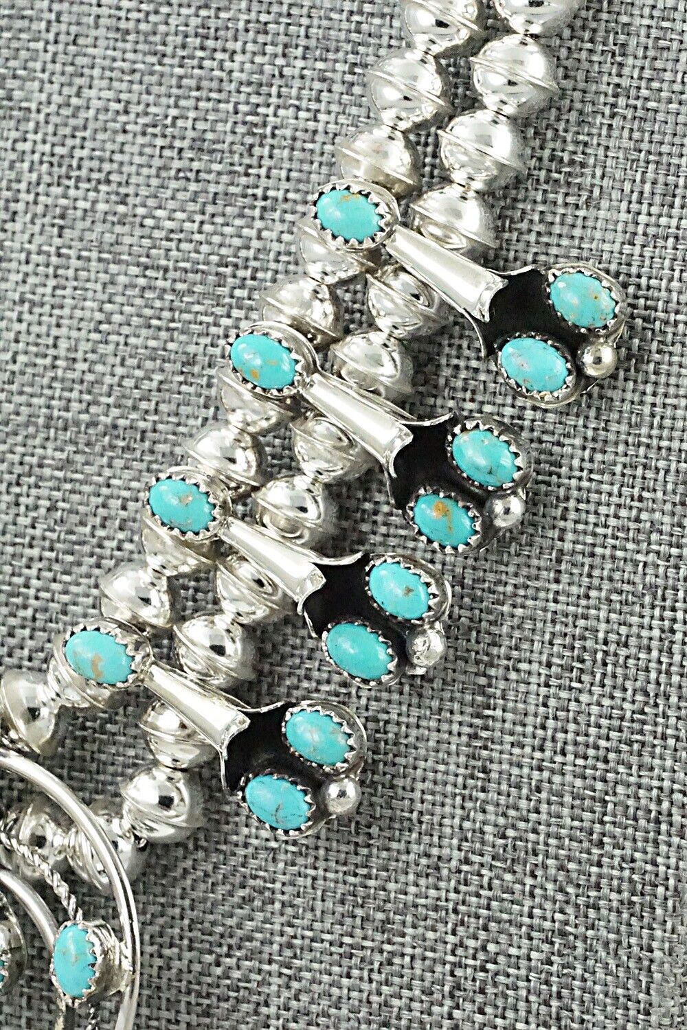 Turquoise & Sterling Silver Mini Squash Blossom Set - Phil Garcia