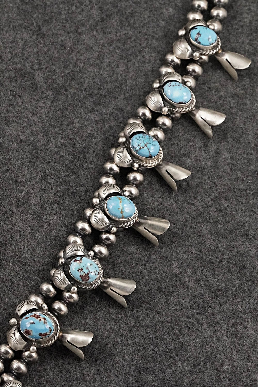 Turquoise & Sterling Silver Squash Blossom Set - Vernon Johnson