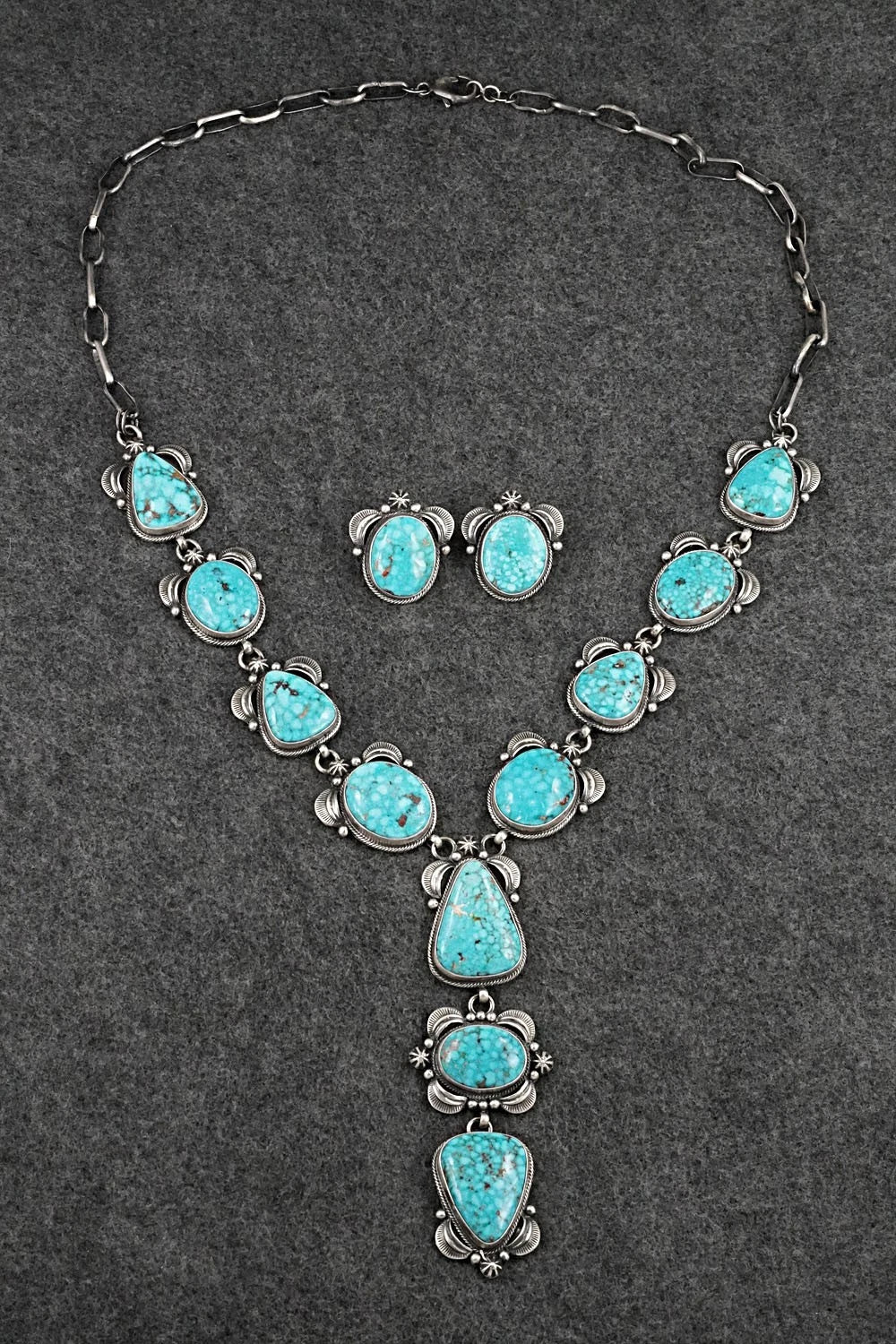 Turquoise & Sterling Silver Necklace and Earrings Set - Randy Boyd