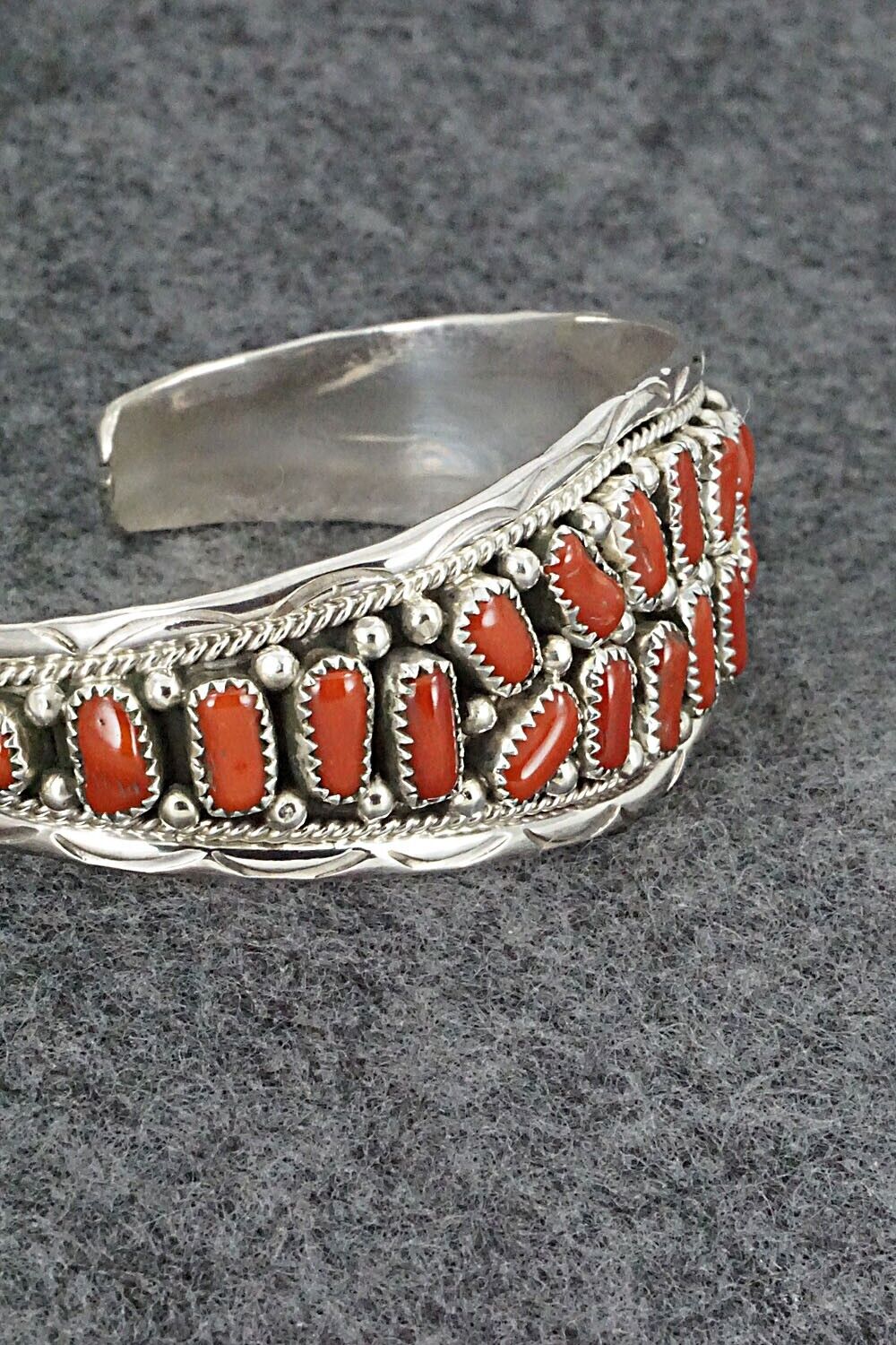 Coral and Sterling Silver Bracelet - Anita Whitegoat