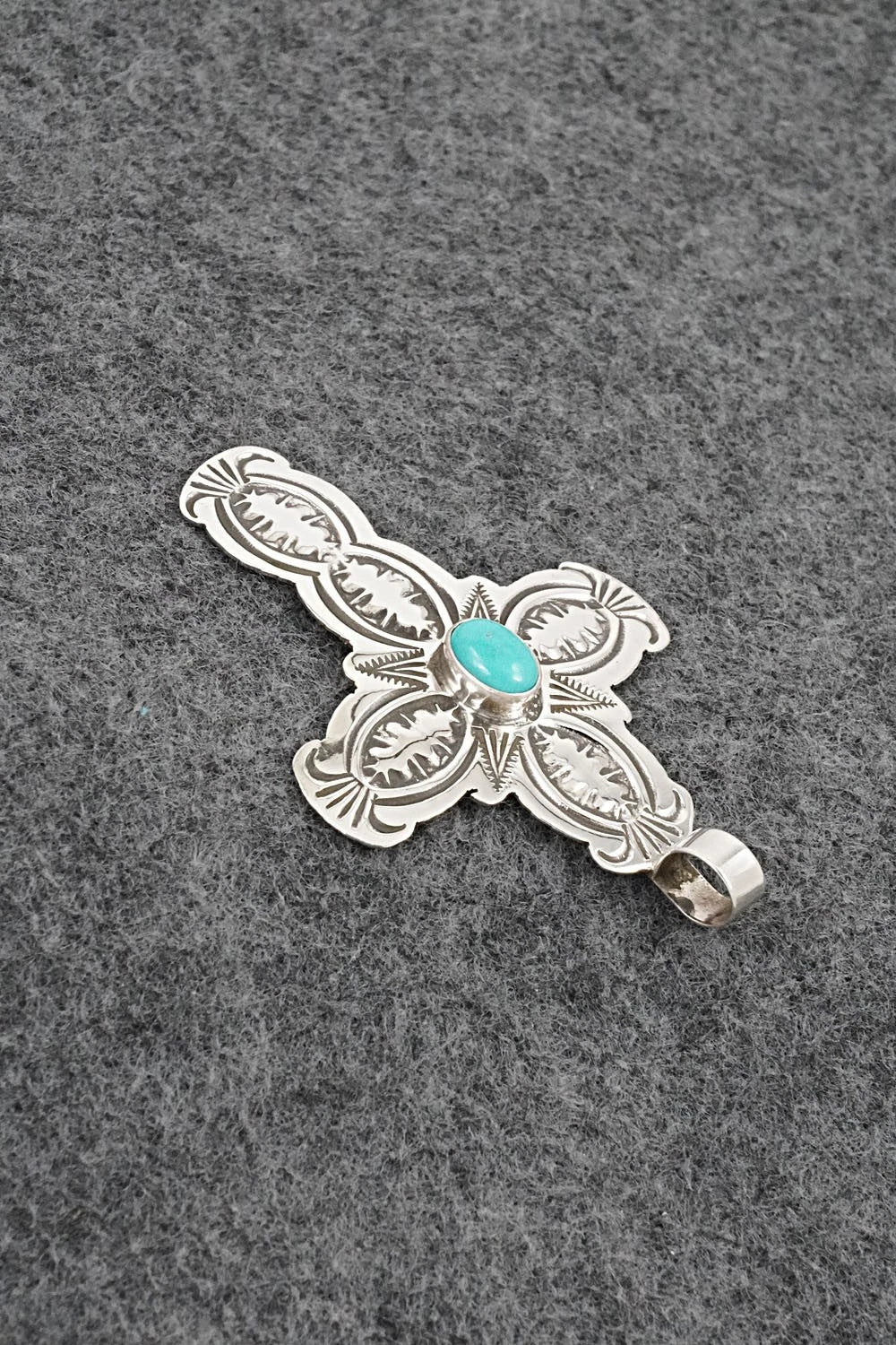 Turquoise & Sterling Silver Pendant - Arnold Blackgoat
