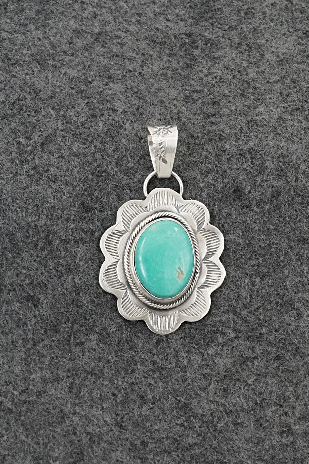 Turquoise & Sterling Silver Pendant - Cordell Platero