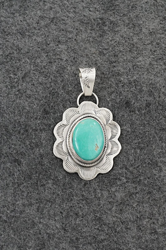 Turquoise & Sterling Silver Pendant - Cordell Platero