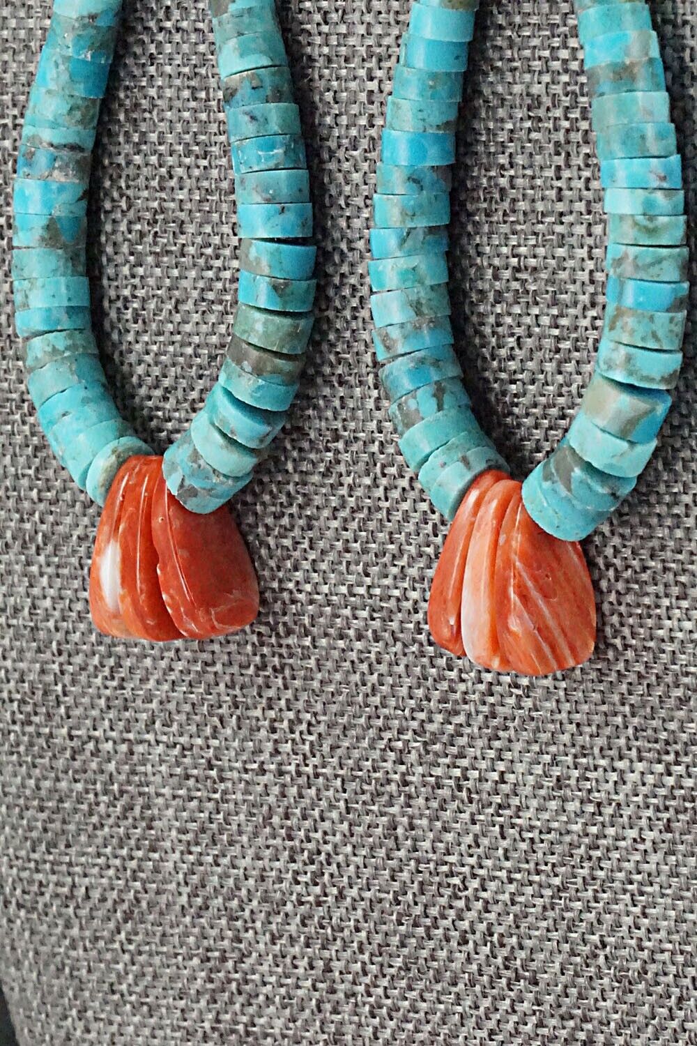 Turquoise, Spiny Oyster & Sterling Silver Earrings - Lupe Lovato