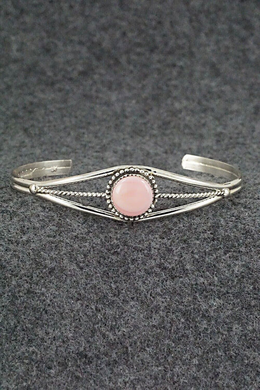 Pink Conch Shell & Sterling Silver Bracelet - Esther White