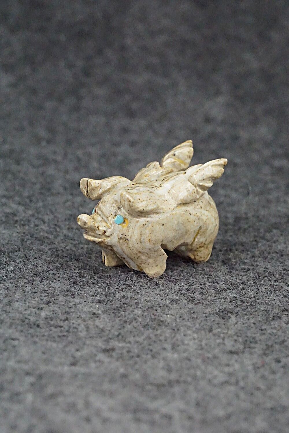 Pig With Wings Zuni Fetish Carving - Stanton Hanaweeka