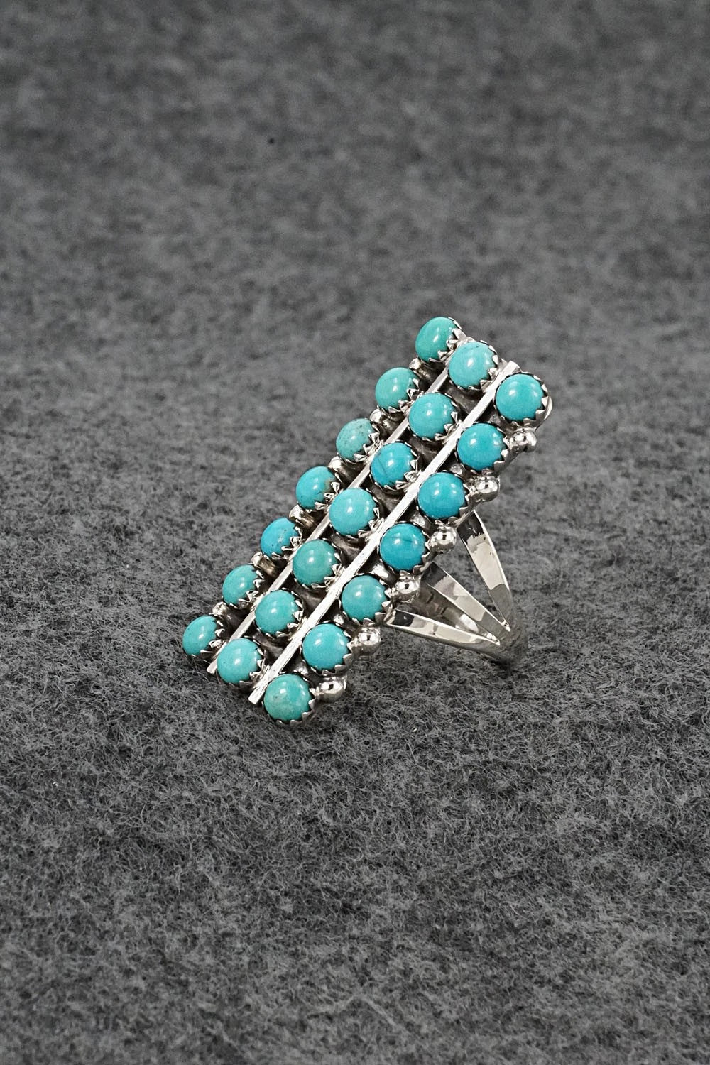 Turquoise & Sterling Silver Ring - Kenny Lonjose - Size 7.5