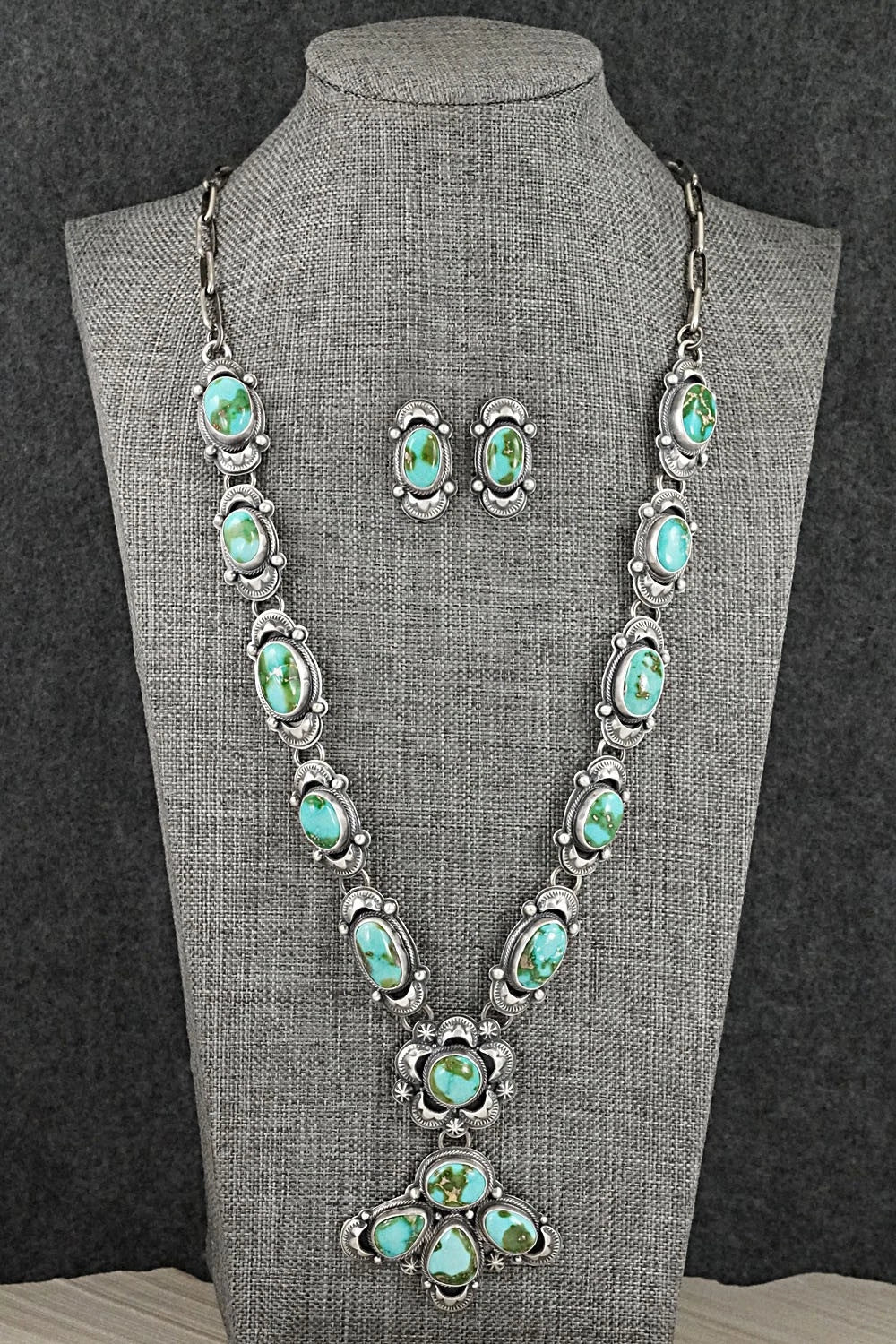 Turquoise & Sterling Silver Necklace and Earrings Set - Randy Boyd