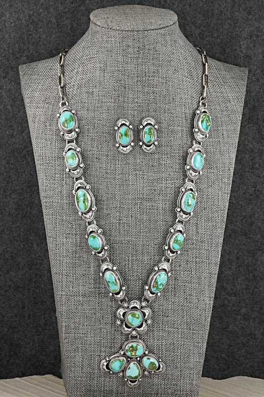 Turquoise & Sterling Silver Necklace and Earrings Set - Randy Boyd