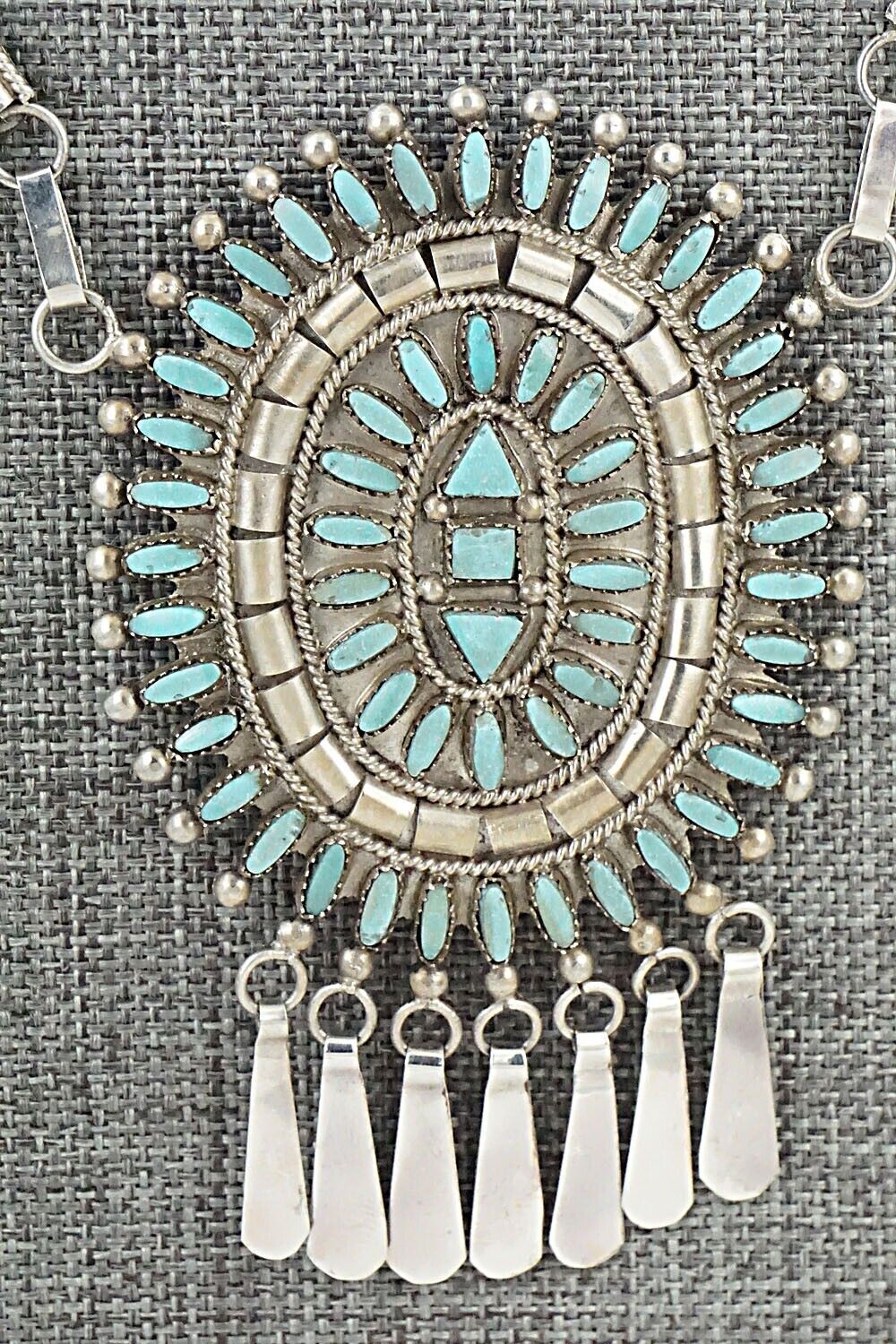 Turquoise & Sterling Silver Necklace and Earrings Set - Evonne Hustito