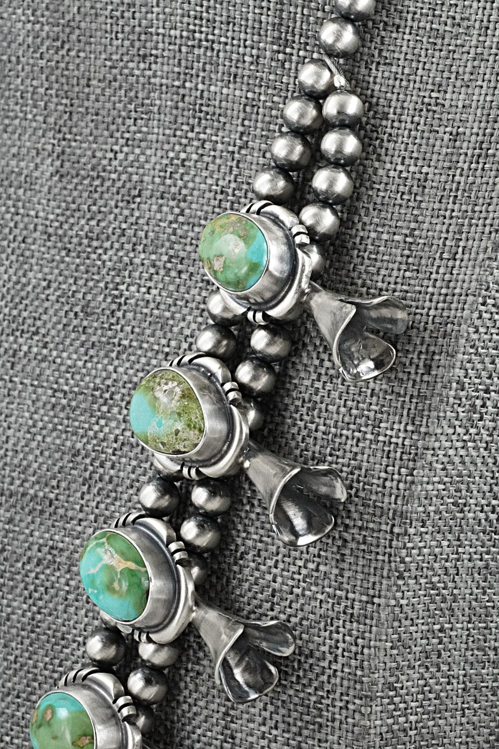 Turquoise & Sterling Silver Squash Blossom Set - Mark Yazzie