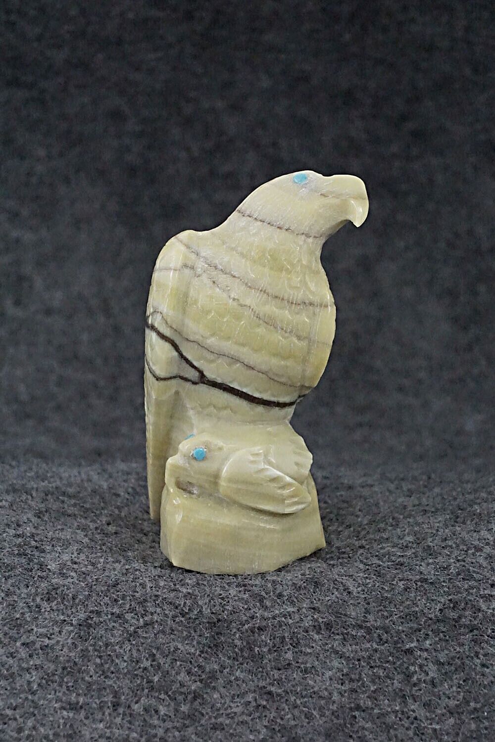 Eagle with Fledgling Zuni Fetish Carving - Derrick Kaamasee