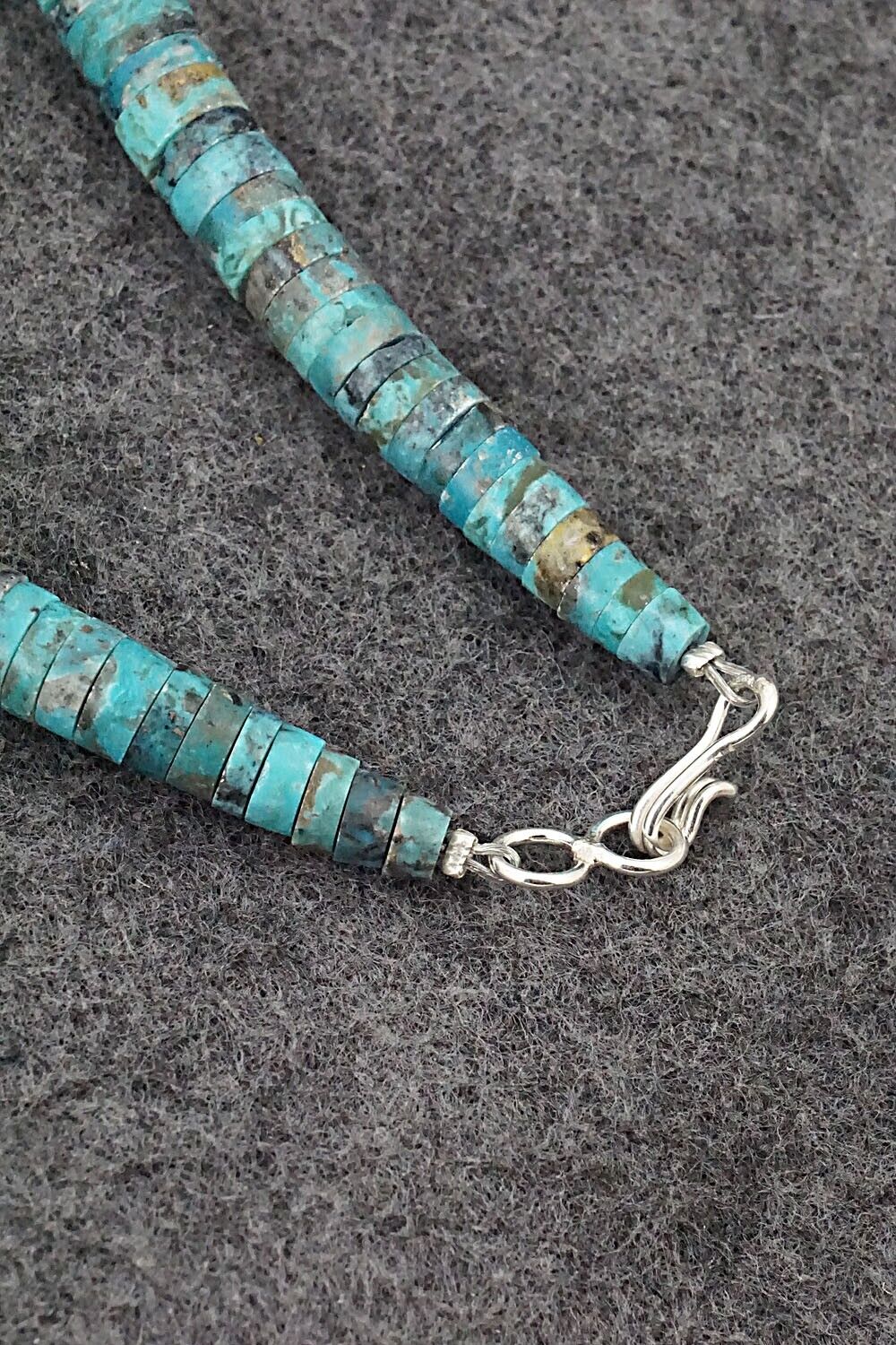 Turquoise, Spiny Oyster and Sterling Silver Necklace - Lupe Lovato