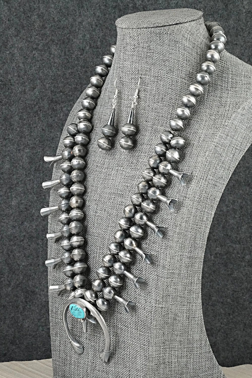 Turquoise & Sterling Silver Squash Blossom Set - Gilbert Martin