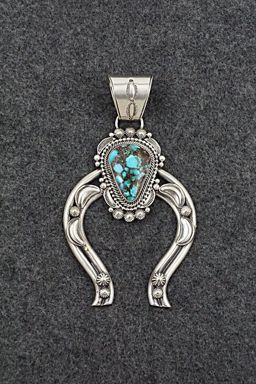 Turquoise & Sterling Silver Naja Pendant - Tom Lewis