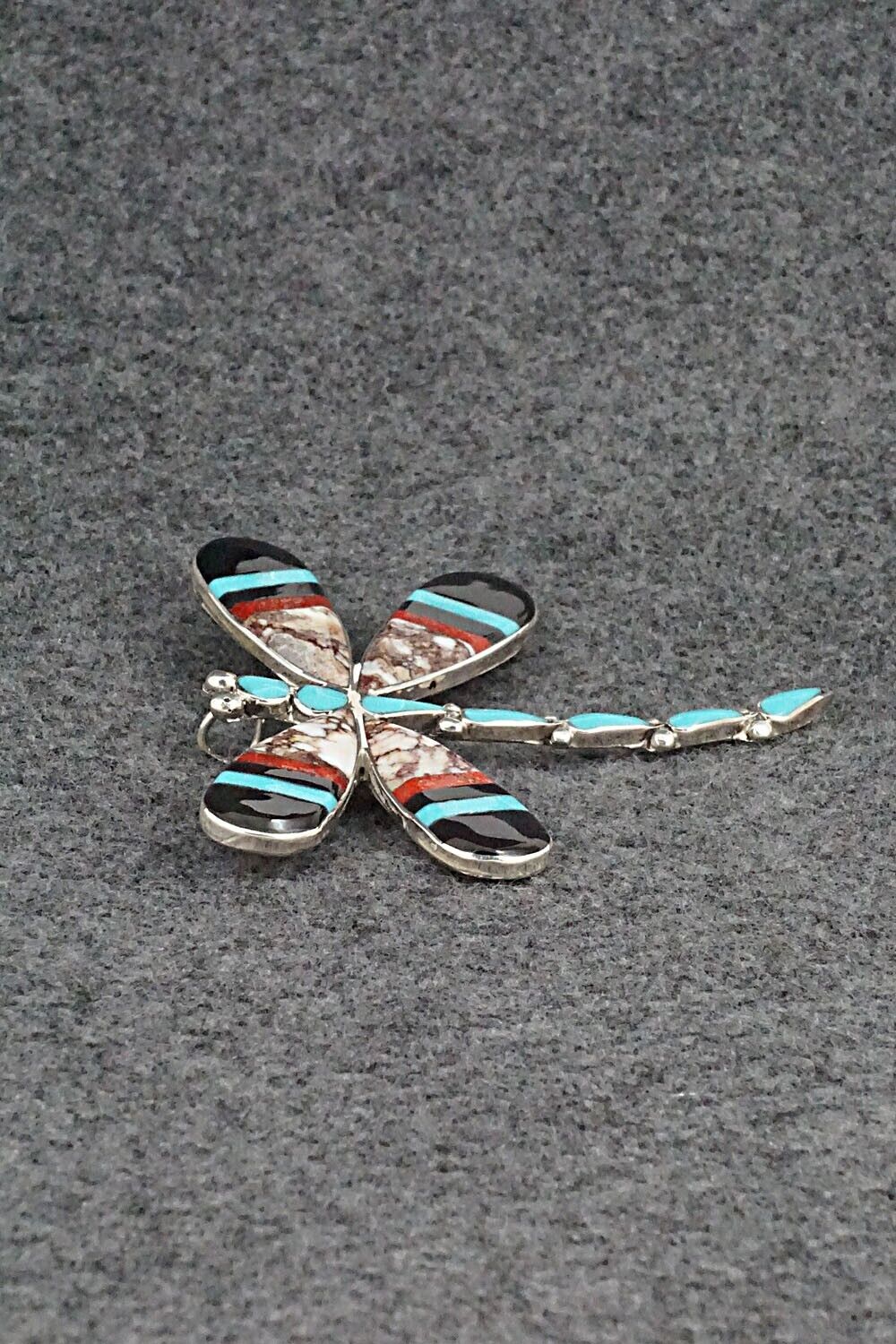 Multi Stone & Sterling Silver Inlay Pendant/Pin - Angus Ahiyite