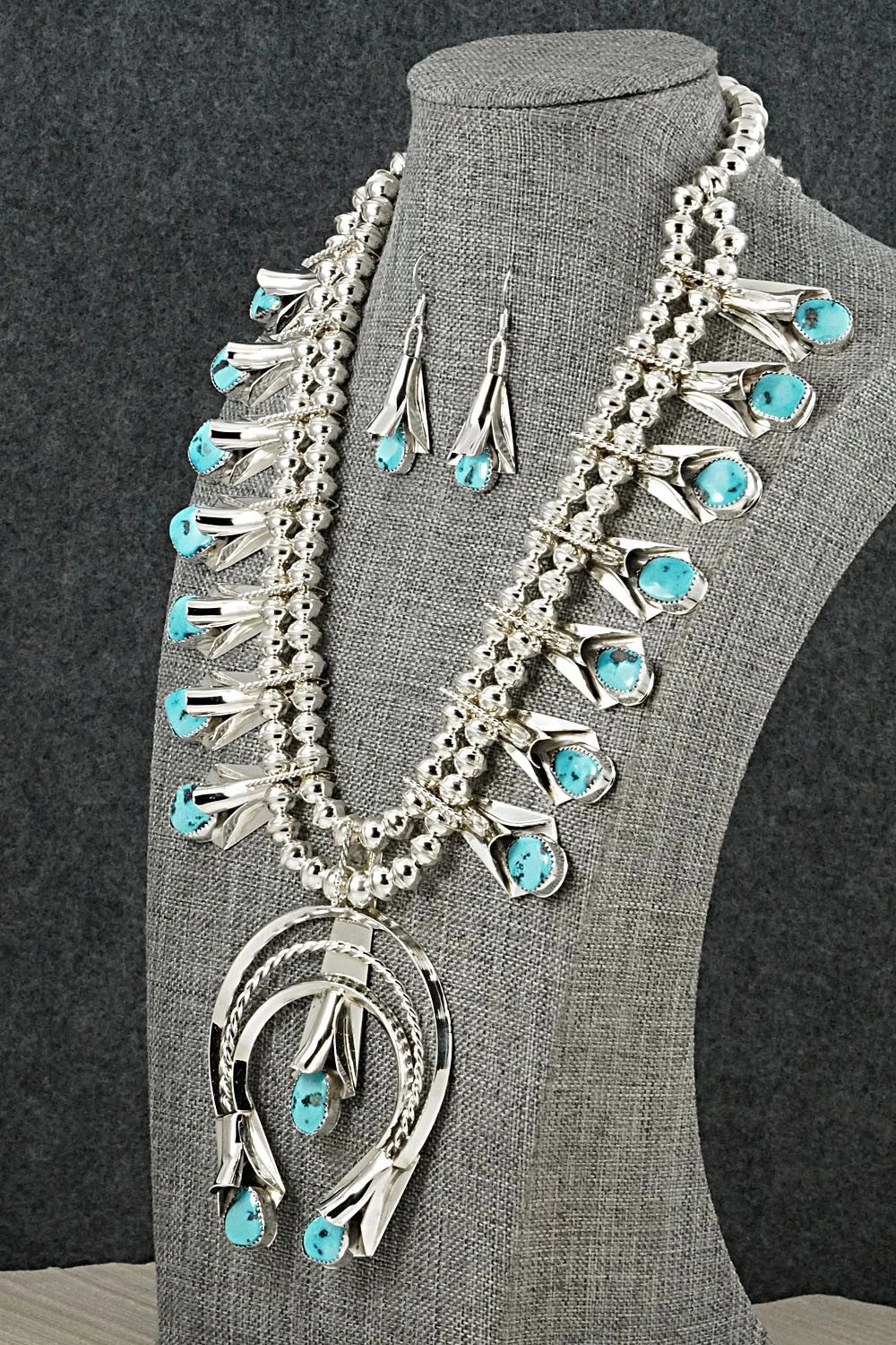 Turquoise & Sterling Silver Squash Blossom Set - Louise Yazzie