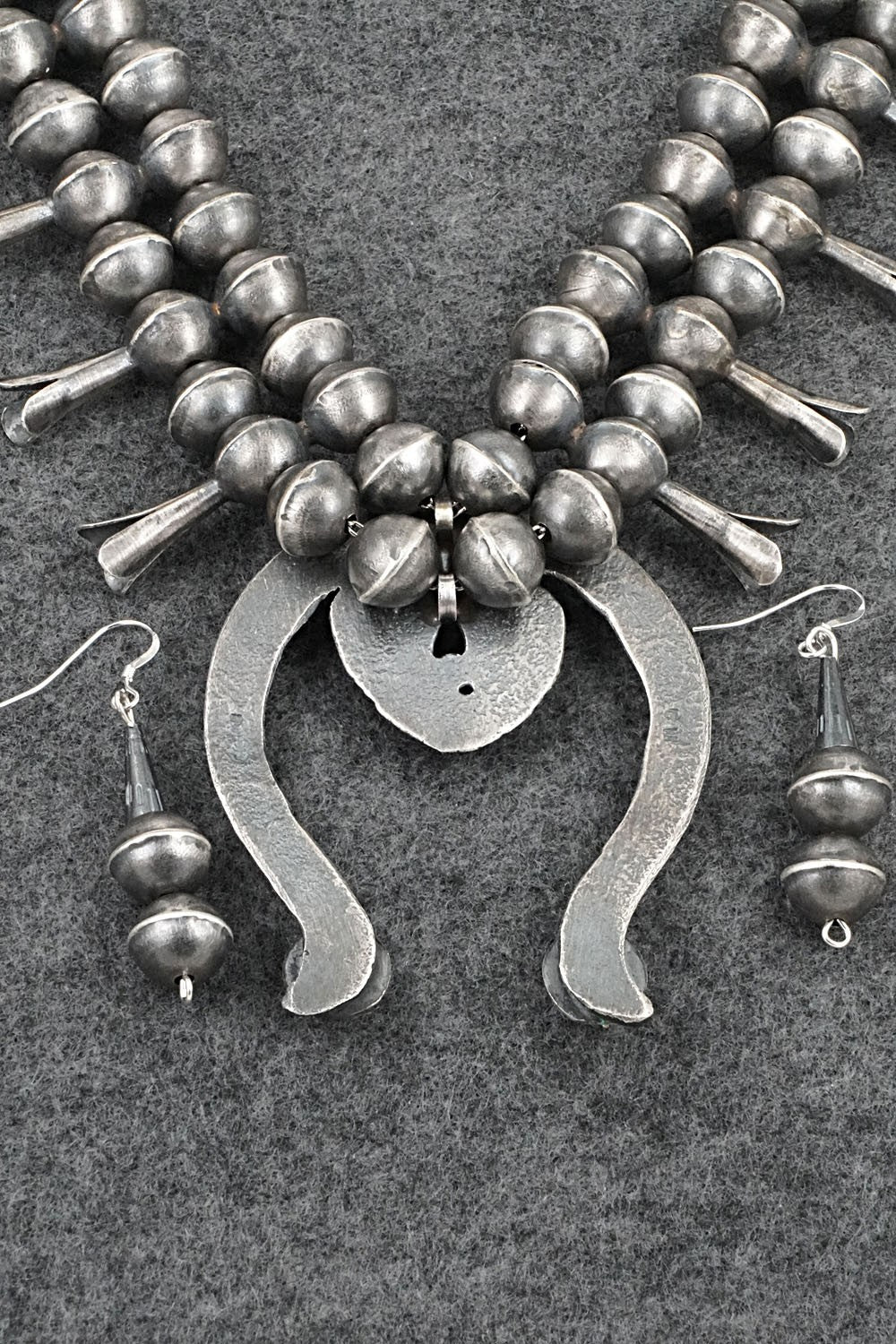 Turquoise & Sterling Silver Squash Blossom Set - Gilbert Martin