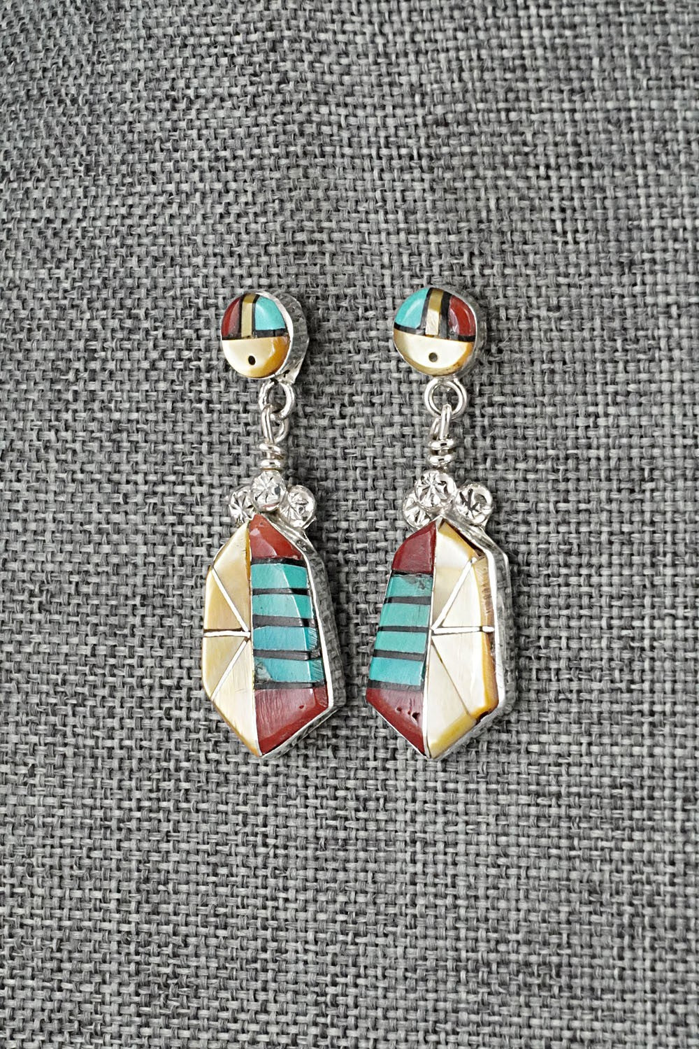 Multi Stone Inlay & Sterling Silver Earrings - Ola Eriacho
