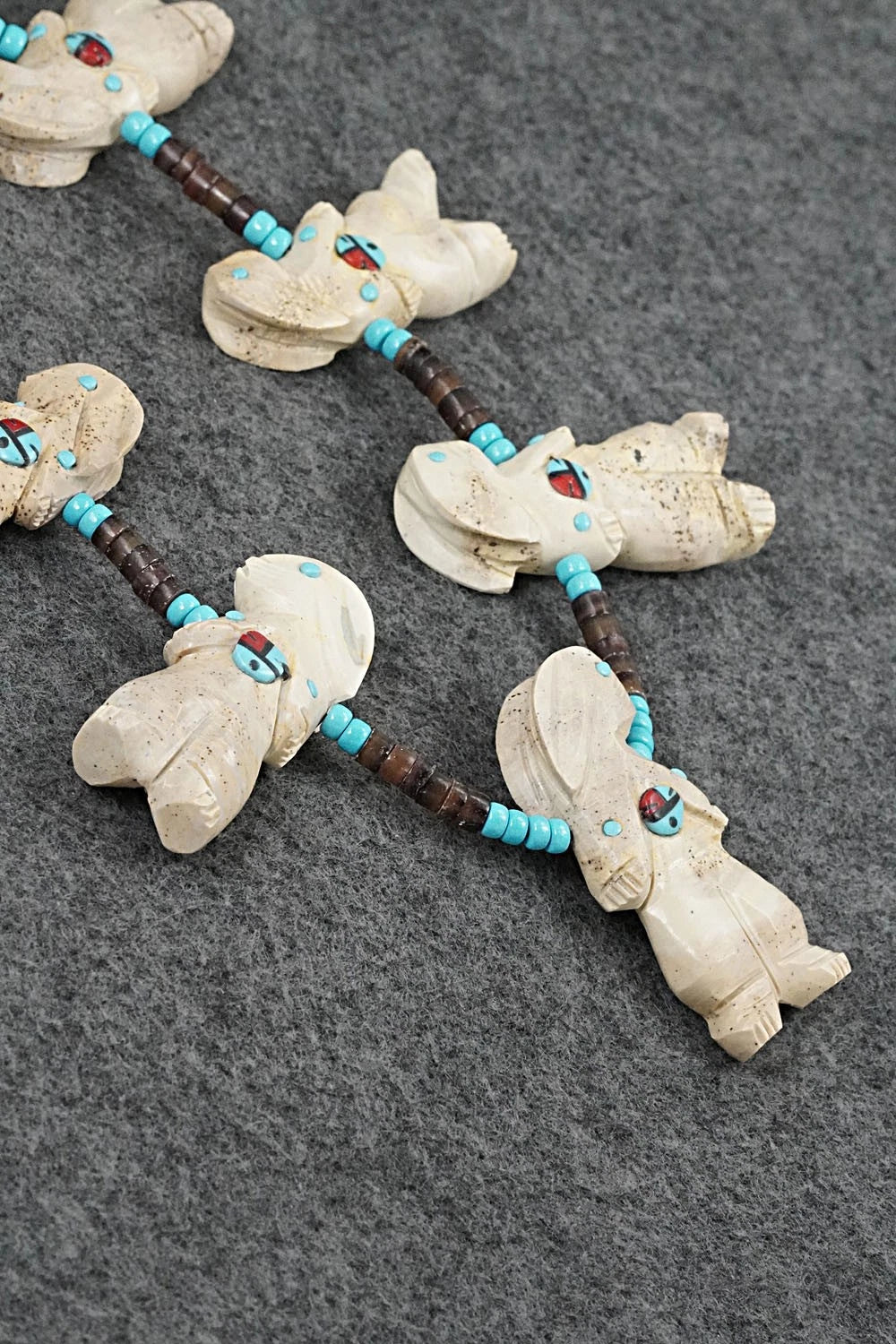 Multi-Stone Rabbit Fetish & Sterling Silver Necklace Set - Dannette Laate