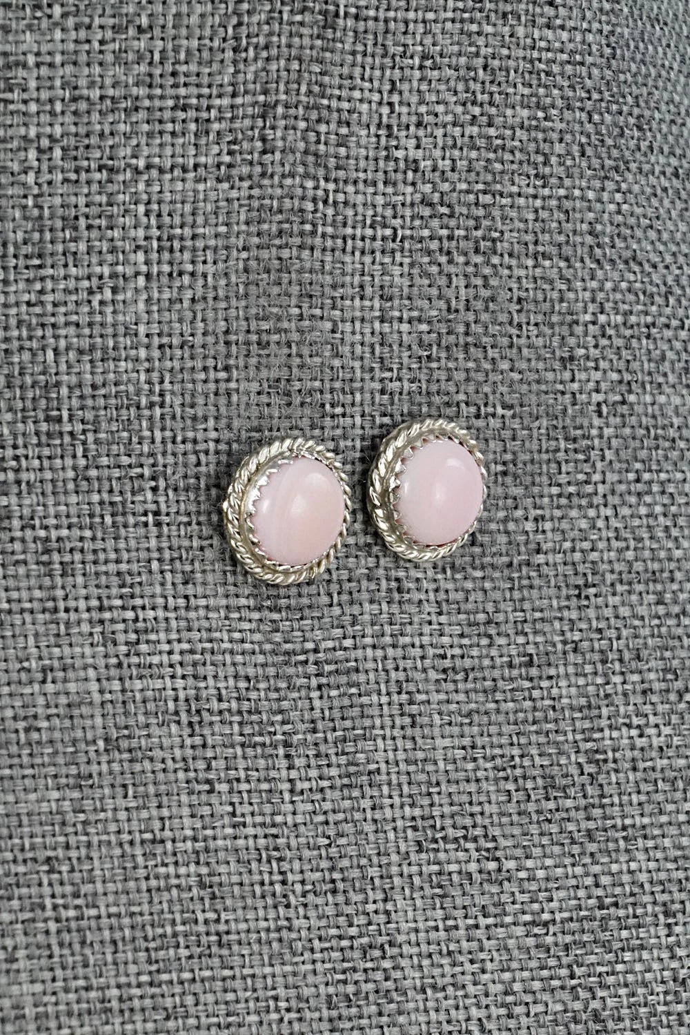 Pink Conch & Sterling Silver Earrings - Esther White