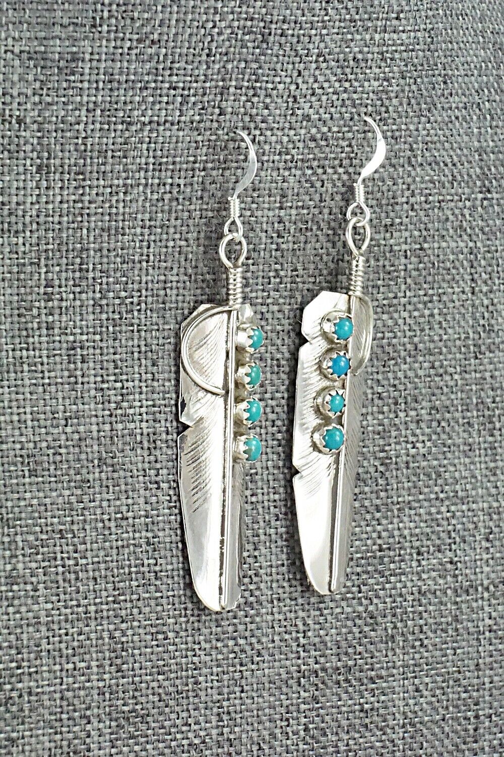 Turquoise & Sterling Silver Earrings - Chester Charley