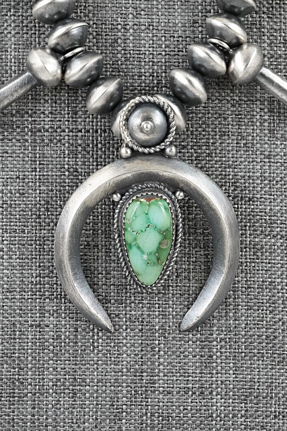 Turquoise & Sterling Silver Squash Blossom Necklace - Presley Haley