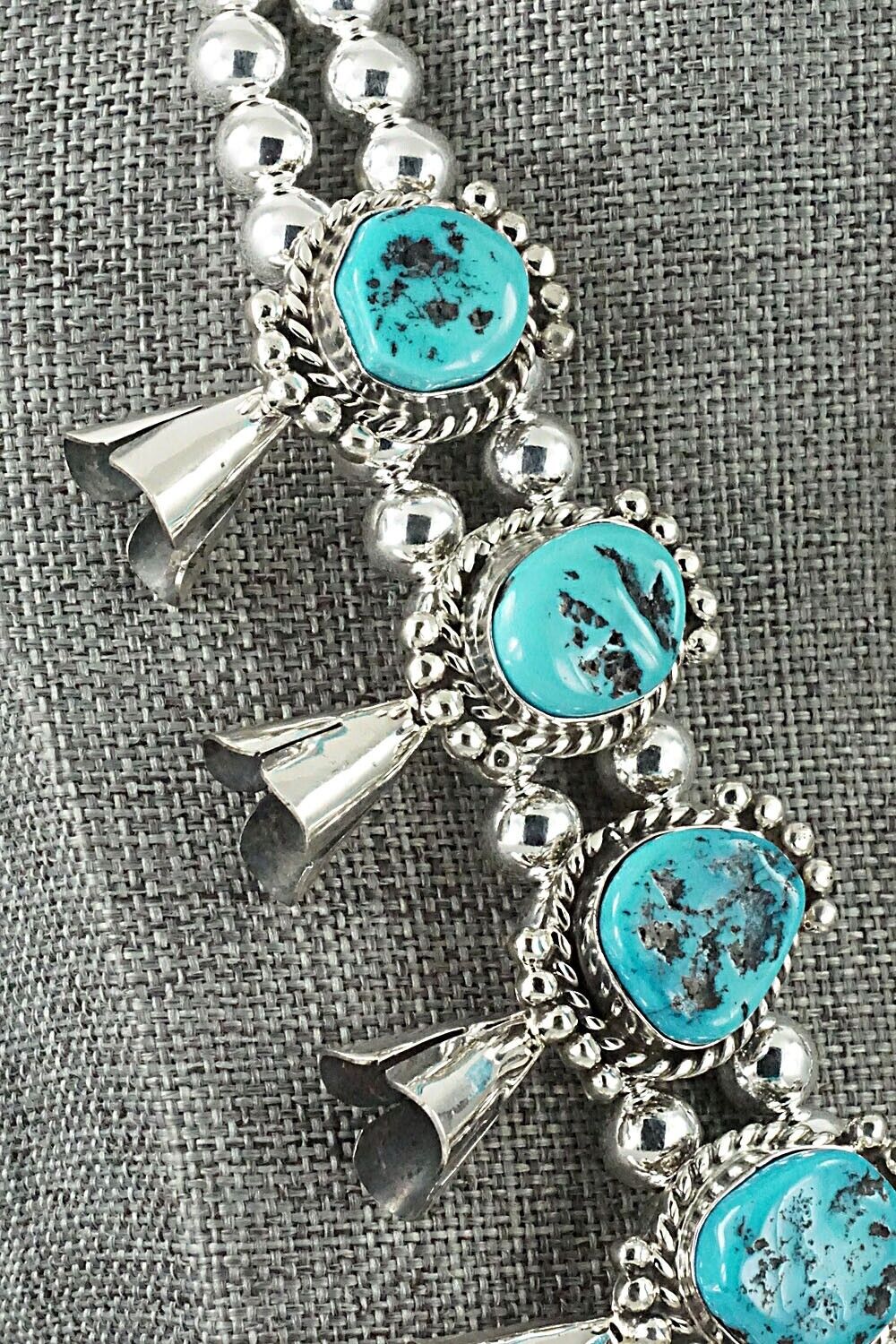 Turquoise & Sterling Silver Squash Blossom Set - Vernon Johnson