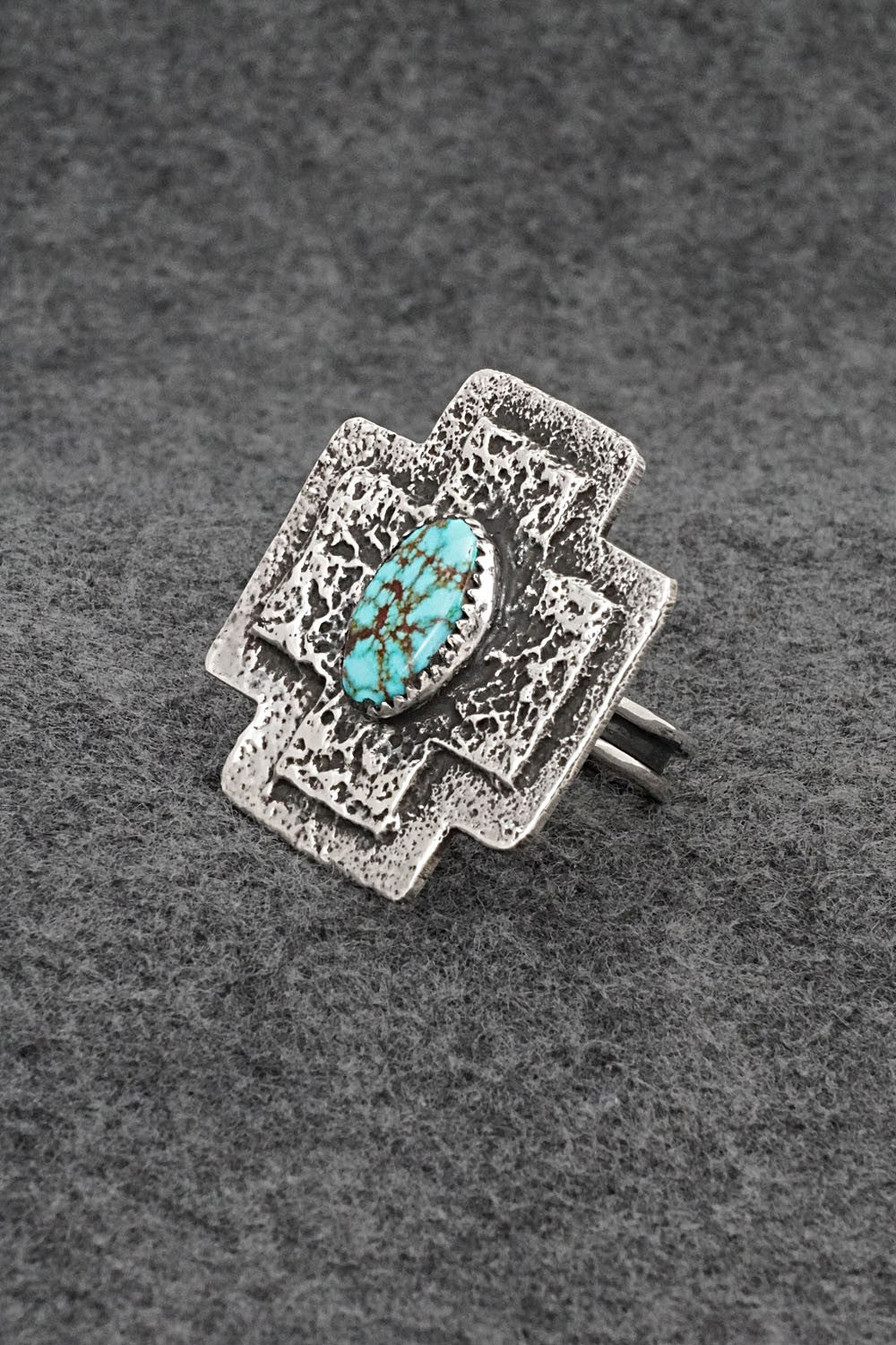 Turquoise & Sterling Silver Ring - Dymitri Arviso - Size 9, Adj.