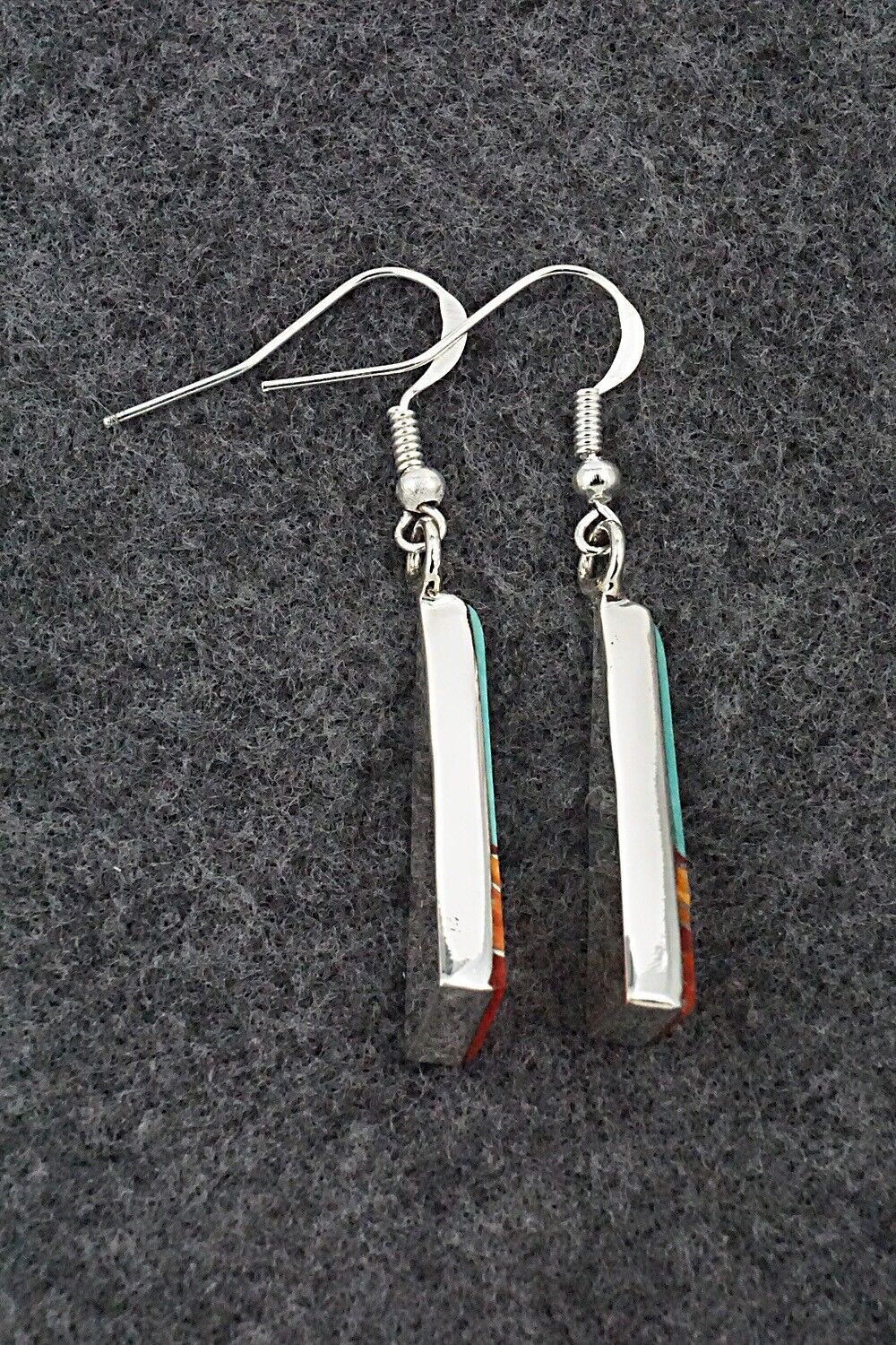 Turquoise, Spiny Oyster & Sterling Silver Earrings - Marilyn Yazzie