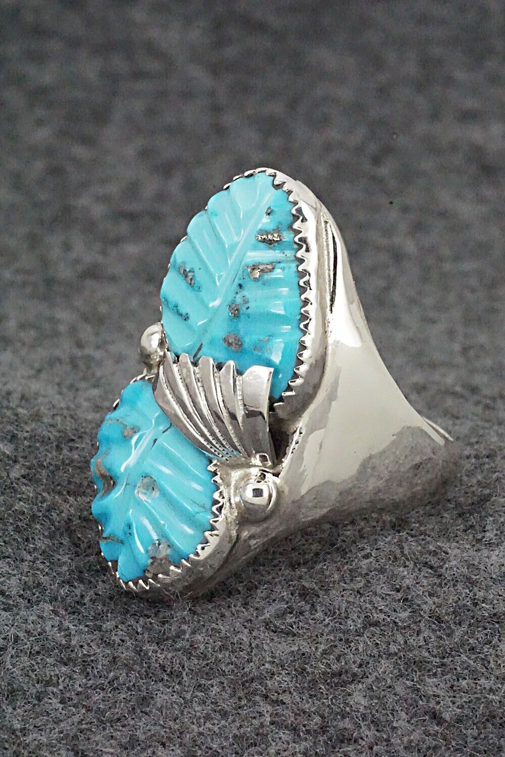 Turquoise & Sterling Silver Ring - Lyolita Tsattie - Size 13.5