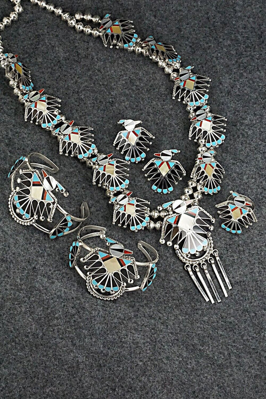 Multi Stone & Sterling Silver Inlay Necklace Set - Adrian Wallace