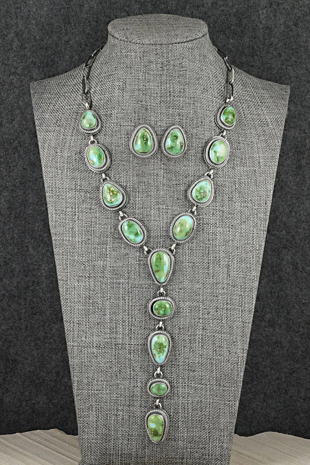 Turquoise & Sterling Silver Necklace and Earrings Set - Darrin Livingston