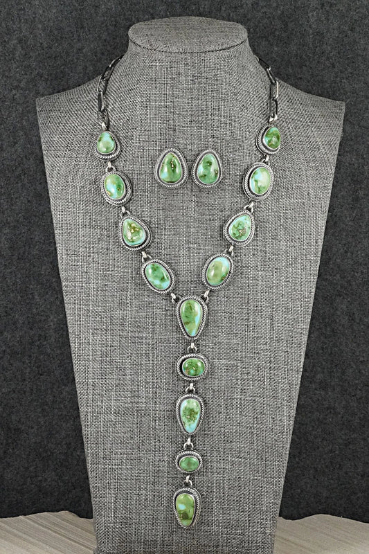 Turquoise & Sterling Silver Necklace and Earrings Set - Darrin Livingston