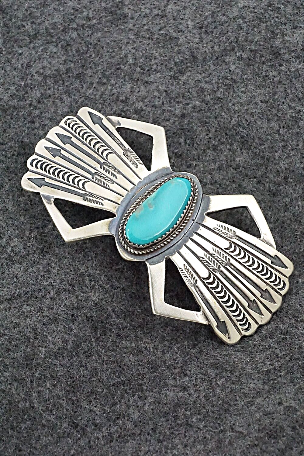 Turquoise & Sterling Silver Hair Barrette - Martha Cayatineto