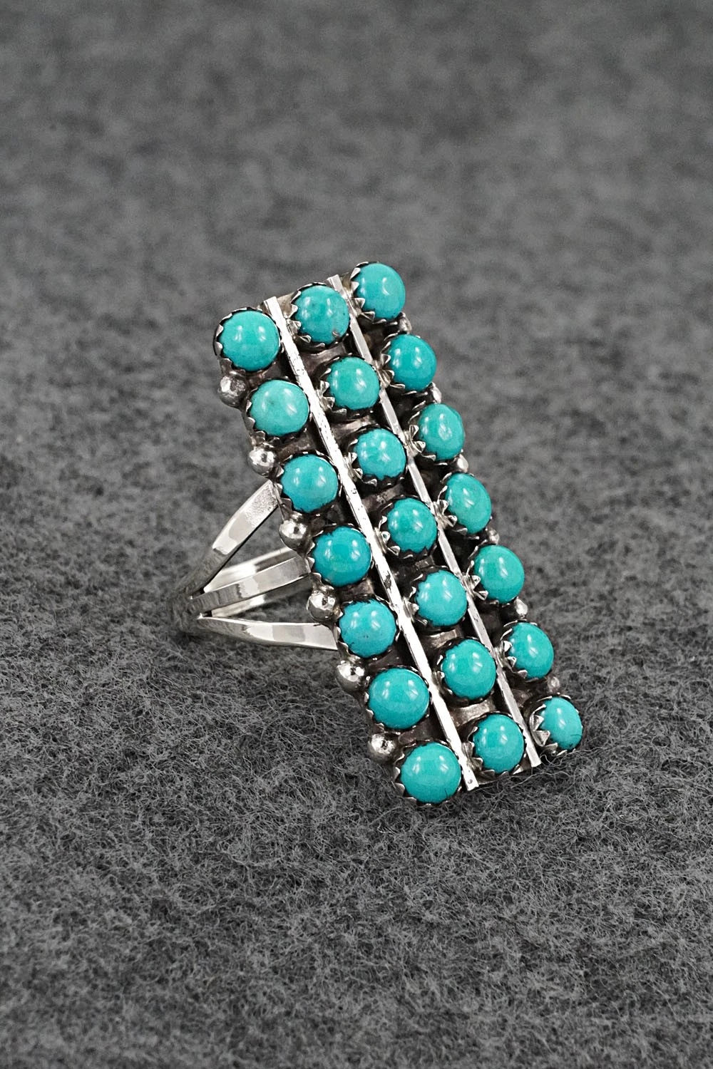 Turquoise & Sterling Silver Ring - Kenny Lonjose - Size 8.5