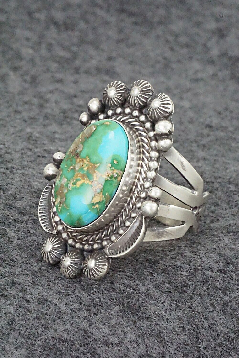 Turquoise & Sterling Silver Ring - Tom Lewis - Size 9.25