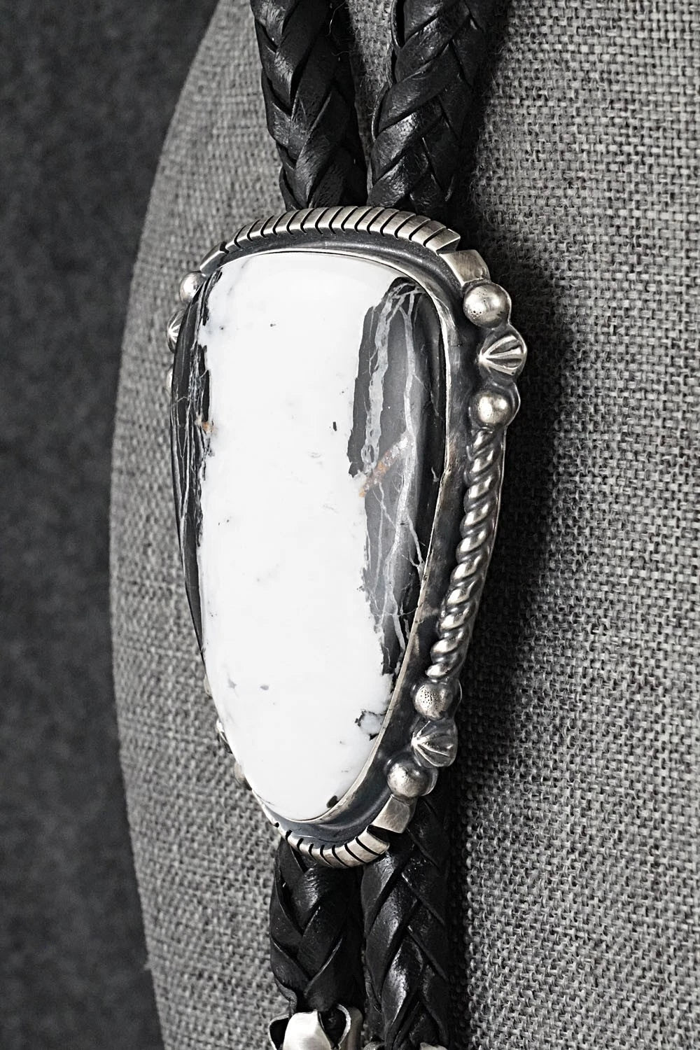 White Buffalo & Sterling Silver Bolo Tie - Bob Becenti