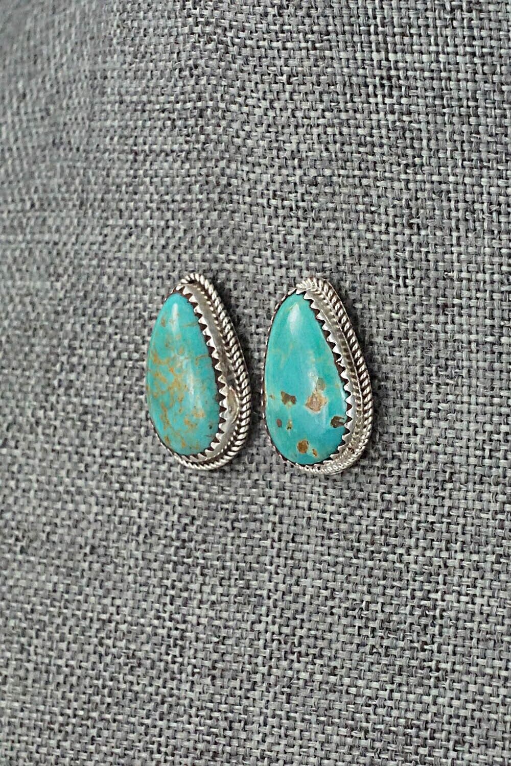 Turquoise & Sterling Silver Earrings - Ernest Hawthorne