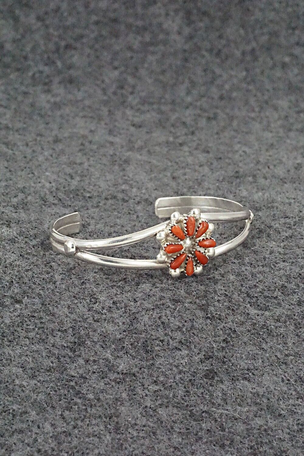 Coral & Sterling Silver Child Size Bracelet - David Leekity