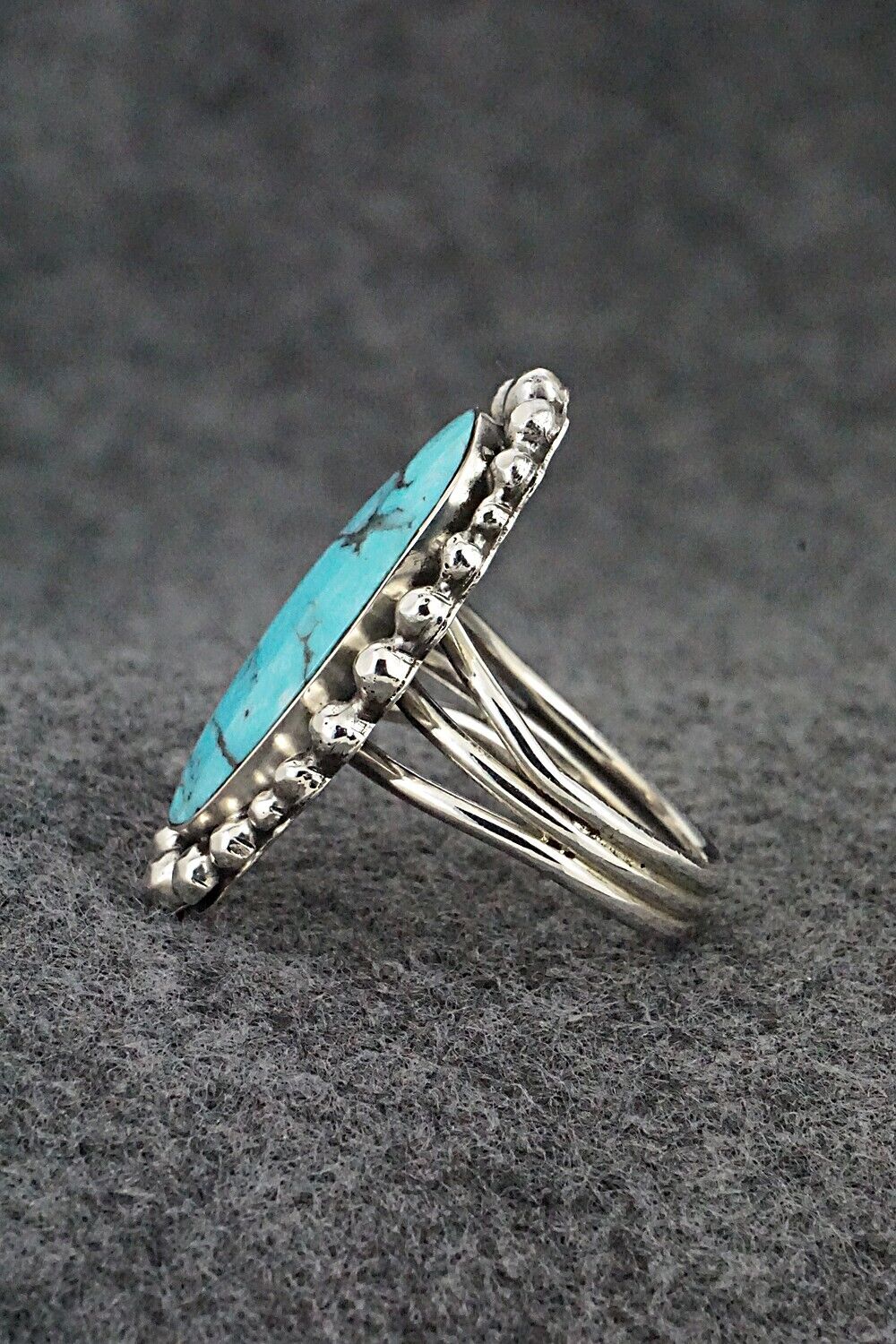 Turquoise & Sterling Silver Ring - Clarence Long - Size 9.5