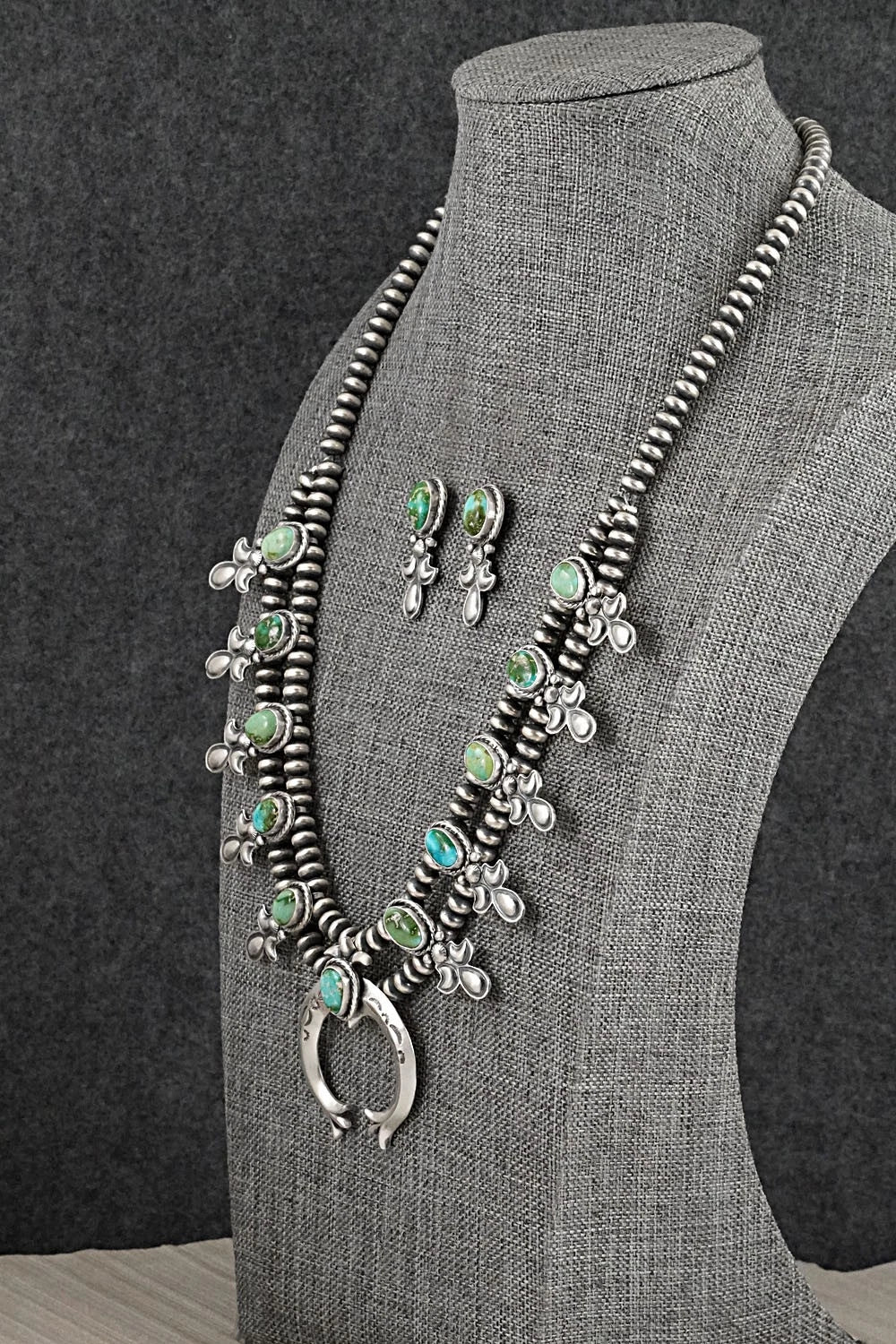 Turquoise & Sterling Silver Squash Blossom Set - Adrienne Gordon