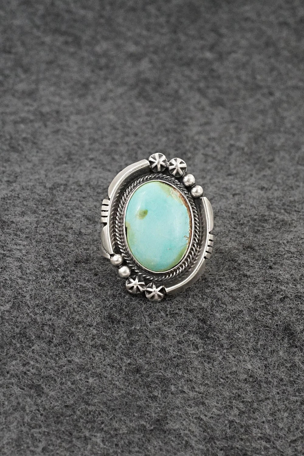 Turquoise & Sterling Silver Ring - Samuel Yellowhair - Size 7.5