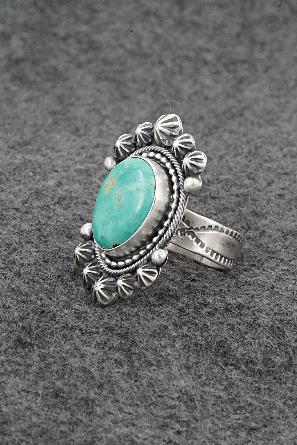 Turquoise & Sterling Silver Ring - Cordell Platero - Size Adjustable