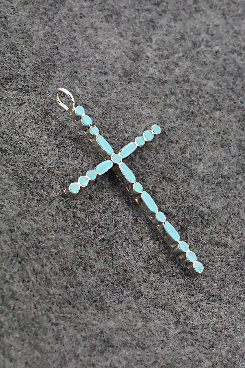 Turquoise & Sterling Silver Cross Pendant - Rupert Shetima