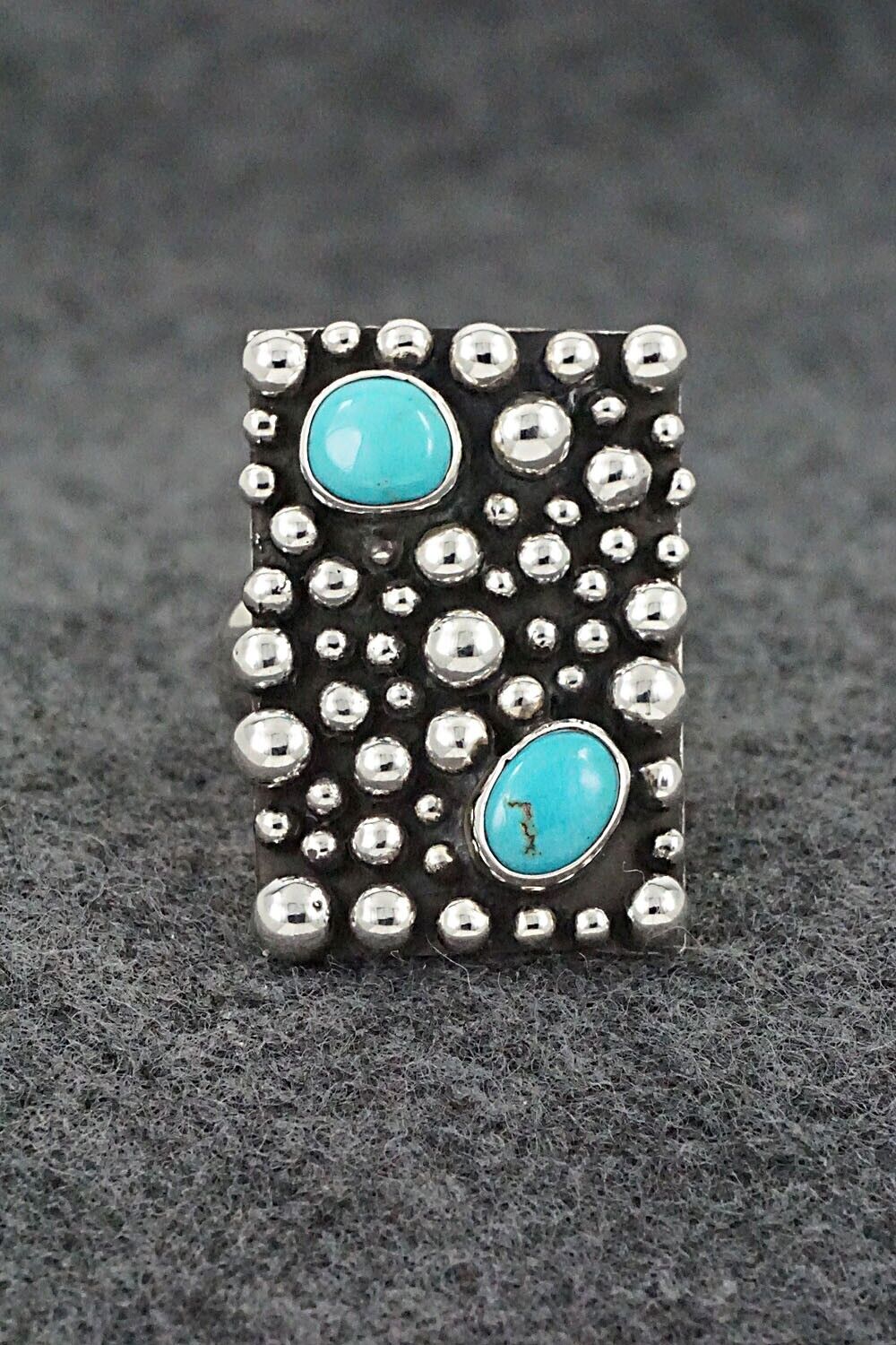 Turquoise and Sterling Silver Ring - Raymond Coriz - Size 9.5 Adj.