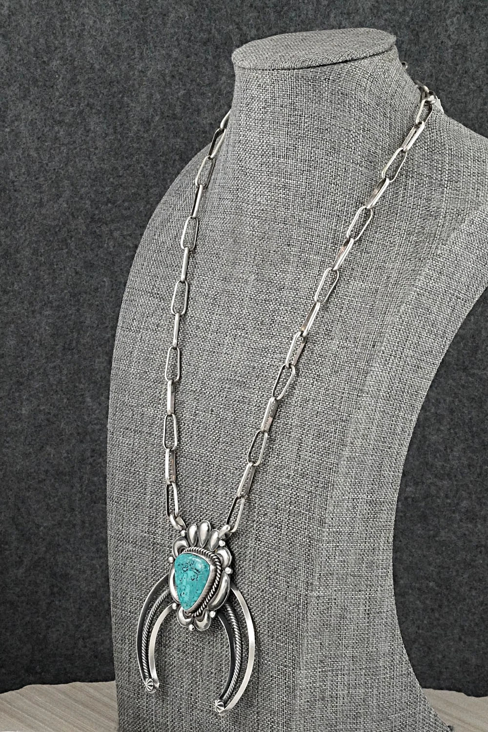 Turquoise & Sterling Silver Necklace - Raymond Delgarito